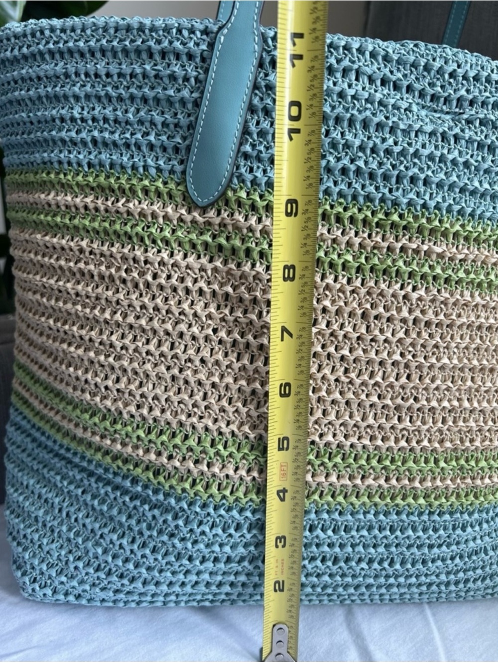 NWT Coach Straw City Tote Light Turquoise Multi-Limited seasonal release - Picture 4 of 9